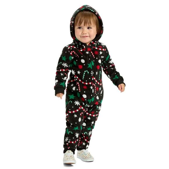 🎄 Tipsy Elves Holiday Goodies Fleece Jumpsuit Toddler Christmas Pajamas NEW - Picture 1 of 6